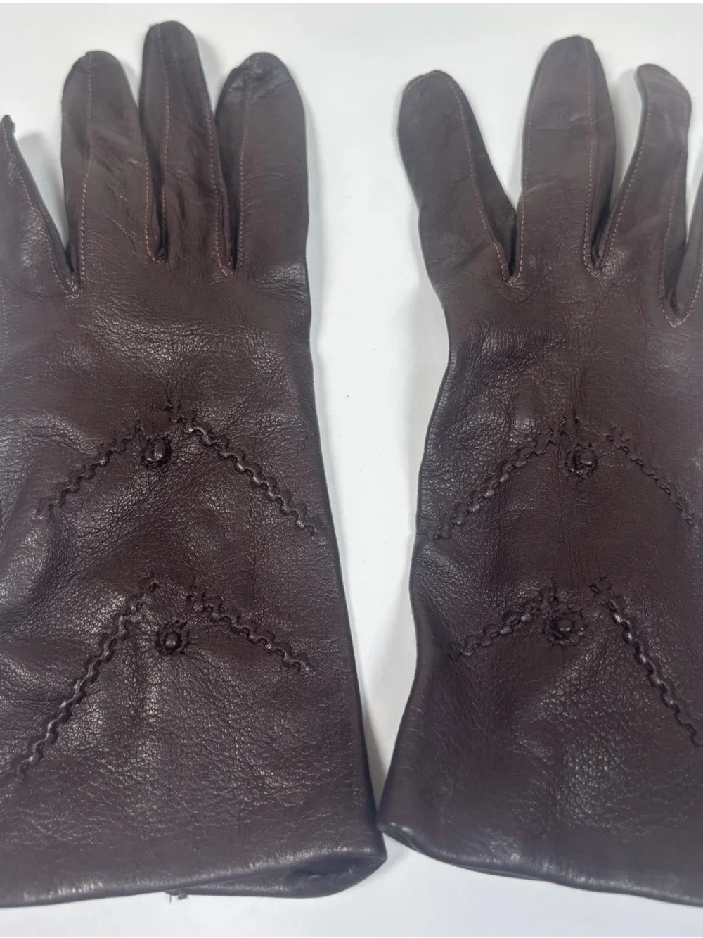 Vintage Italian Unlined Buttery Soft Leather Gloves Womens Size 7 Dark Brown